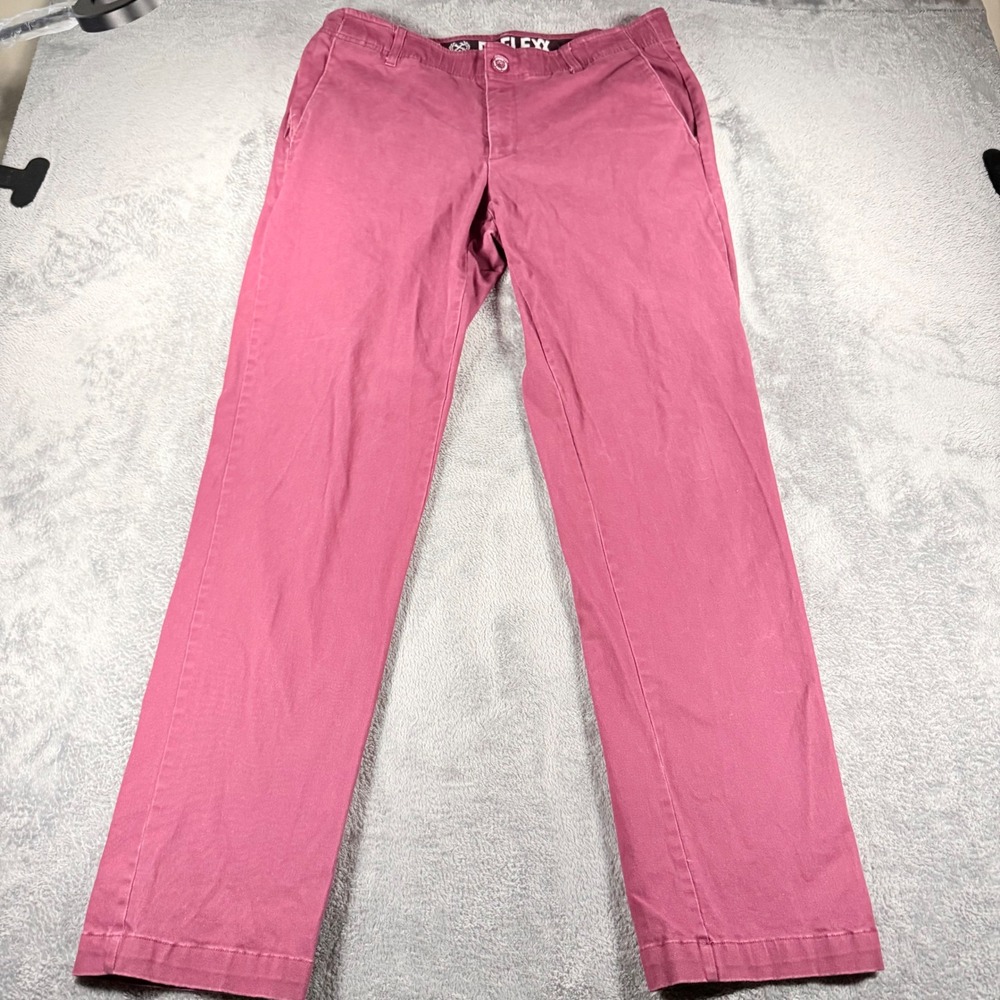 Dixxon D-Flexx Mens Burgundy Chino Pants Straight Leg Stretch Twill 35x31 Maroon